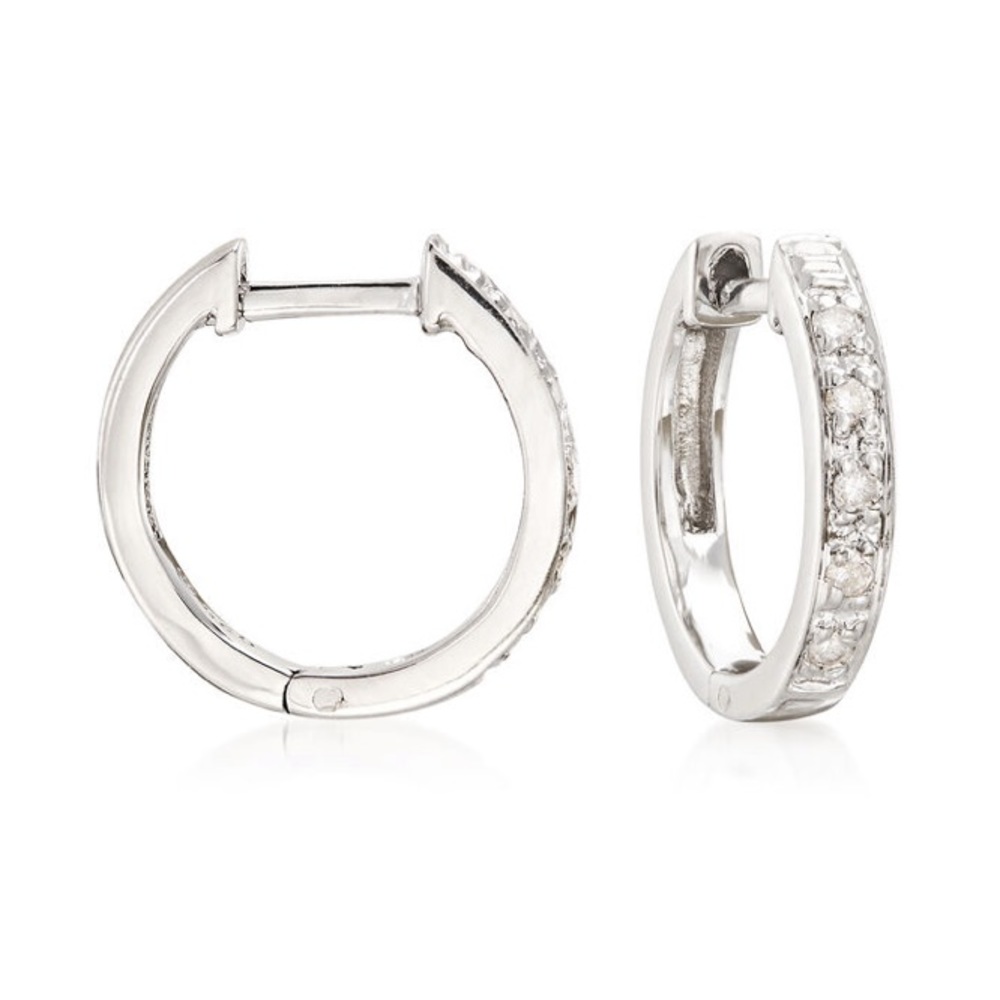 Sterling silver diamond huggies